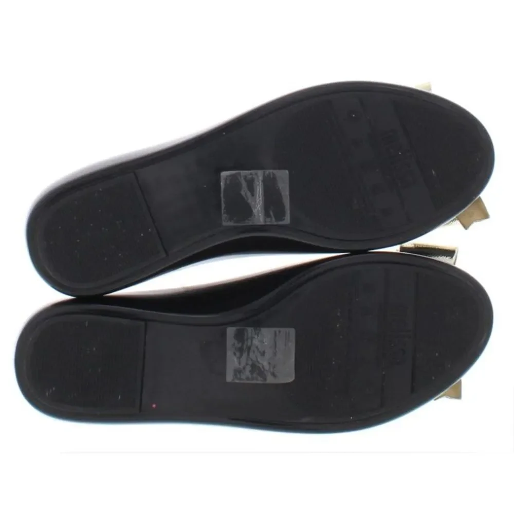 Girls Black Jelly Ballet Flat with Gold Bow